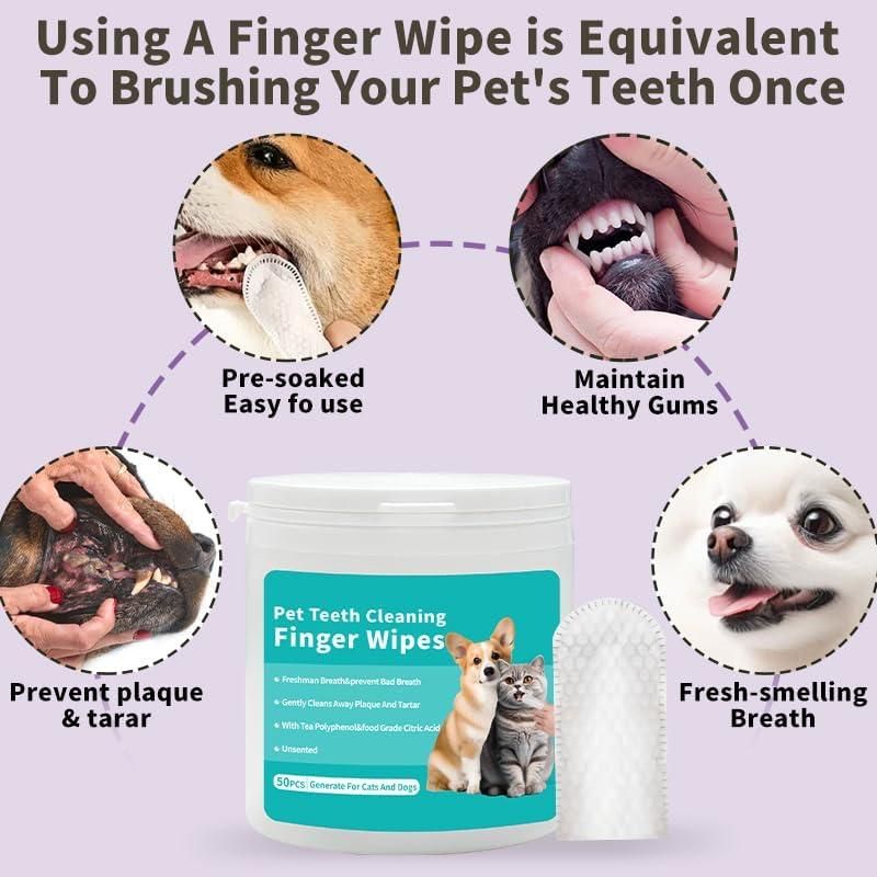 Travel Friendly Pet Dental Wipes – 50 Count