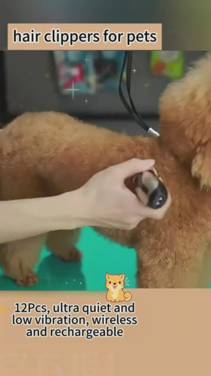 Dog & Cat Grooming Trimmer Set | Low Noise Cordless Pet Hair Clipper